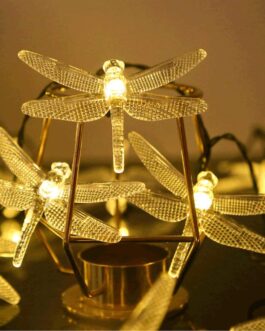 Solar String Lights Outdoor Solar Garden Lights 50 LED Dragonfly Lights Indoor Outdoor Decorative Garden Yard Decoration Waterproof Dragonfly String Lights Warm White