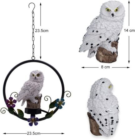 ASFSKY Solar Owl Garden Decorations LED Owl Hanging Ring Statue Retro Metal Waterproof for Outdoor - Image 3