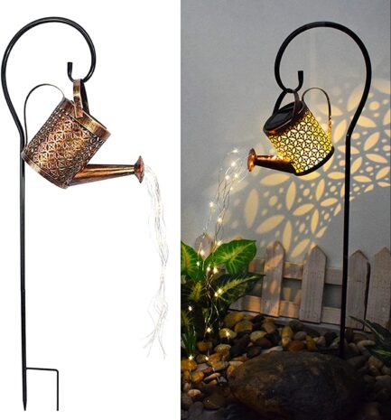 Metal Watering Can Solar Lights Outdoor Stake Solar Watering Can Solar Kettle with Bright LED