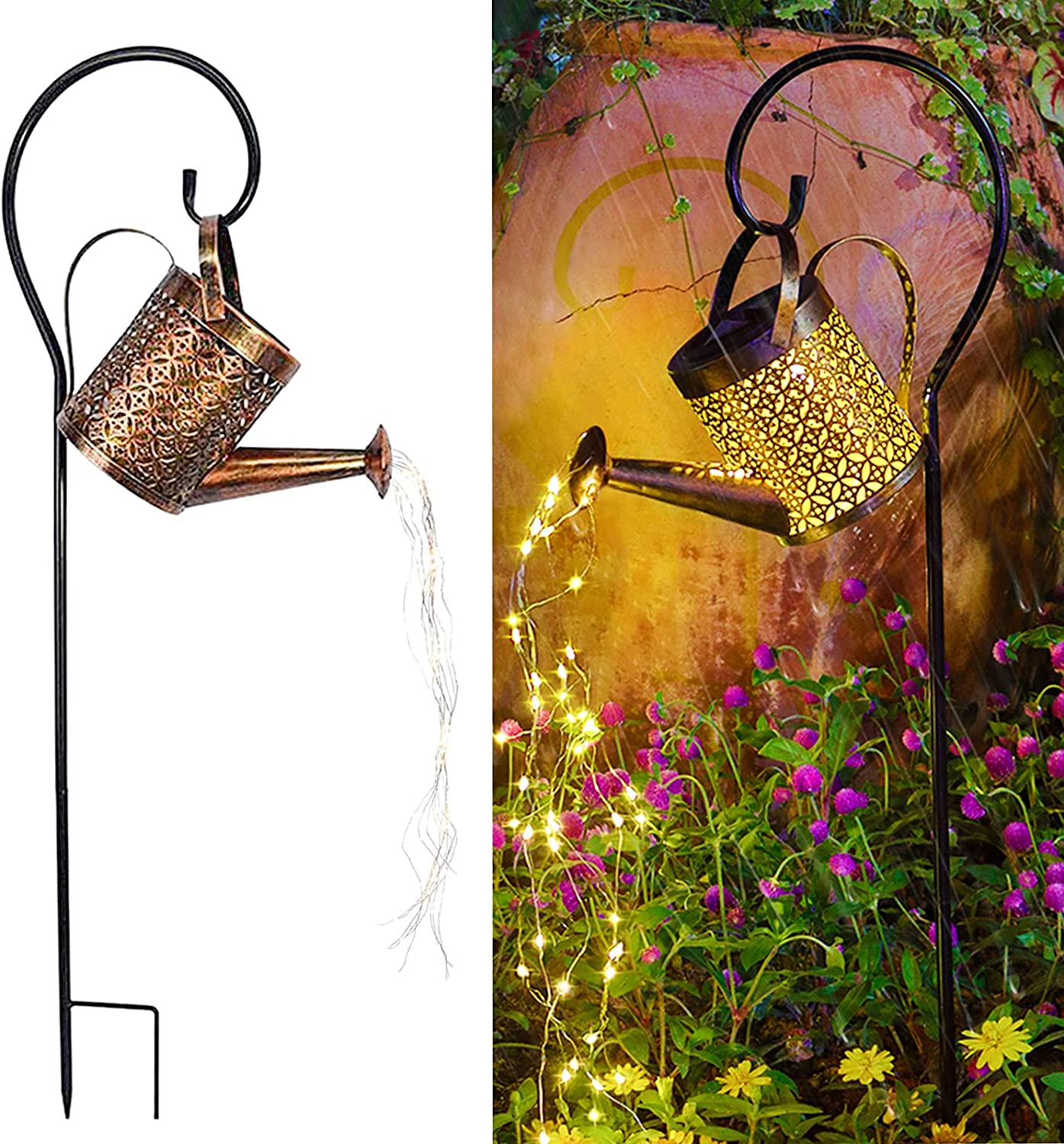 Metal Watering Can Solar Lights Outdoor Stake Solar Watering Can Solar Kettle with Bright LED - Image 2