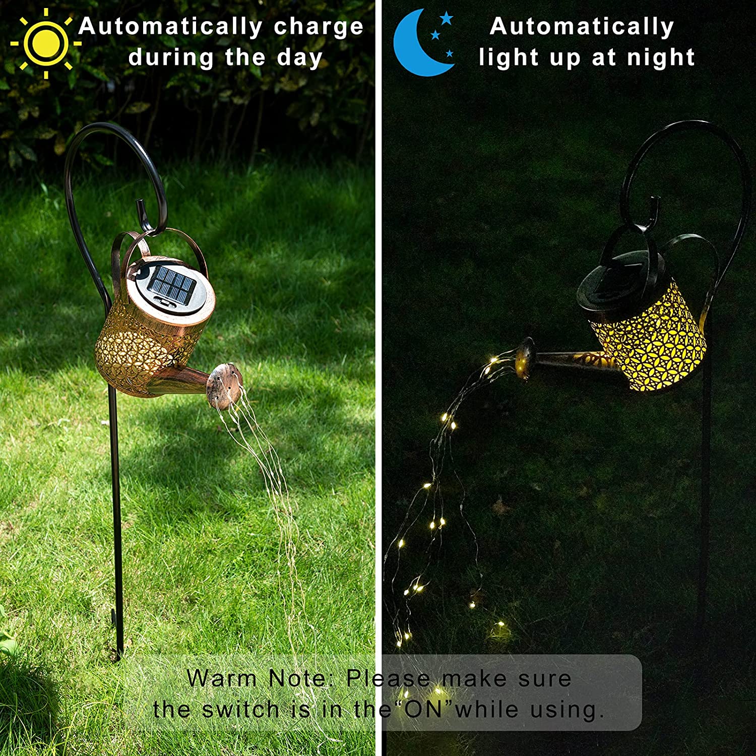 Metal Watering Can Solar Lights Outdoor Stake Solar Watering Can Solar Kettle with Bright LED - Image 8