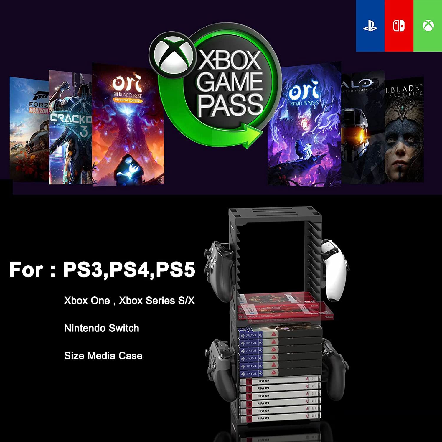 Games Storage Stand Compatible with PS5 PS4 Xbox Nintendo Switch Games Gamer Gifts - Image 3