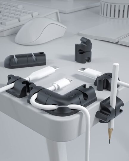 Cable Holder Clips 9 Pack Silicone Self Adhesive Cord Holder Cable Organizer for Desk Home Office Desk Wire Organizer to Manage Different Cords - Image 2