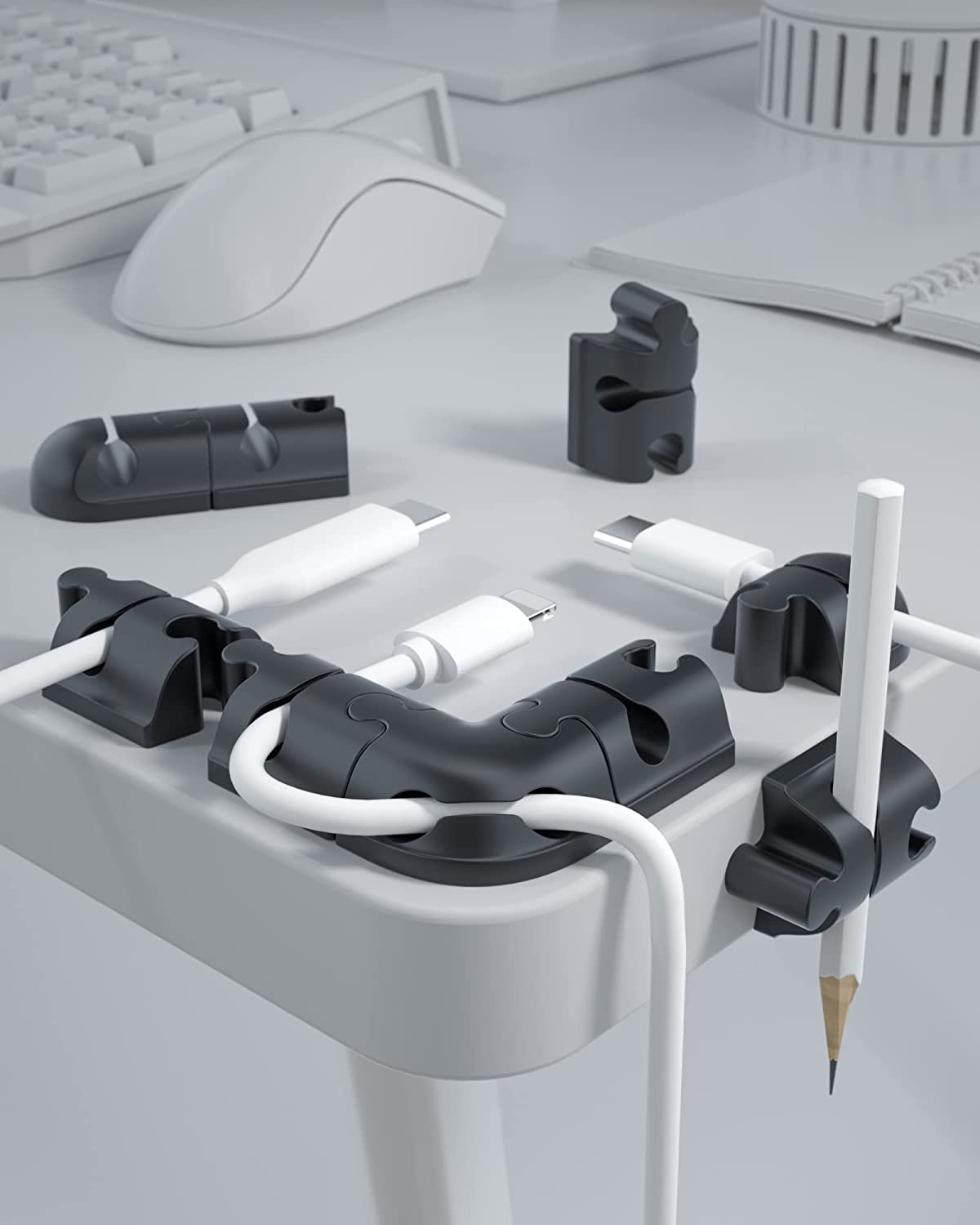 Cable Holder Clips 9 Pack Silicone Self Adhesive Cord Holder Cable Organizer for Desk Home Office Desk Wire Organizer to Manage Different Cords - Image 2