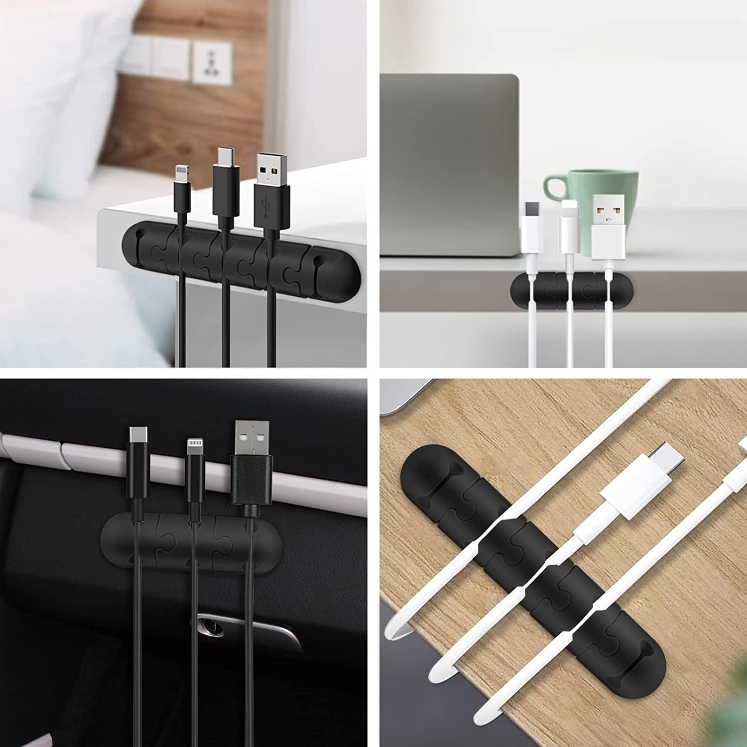 Cable Holder Clips 9 Pack Silicone Self Adhesive Cord Holder Cable Organizer for Desk Home Office Desk Wire Organizer to Manage Different Cords - Image 3