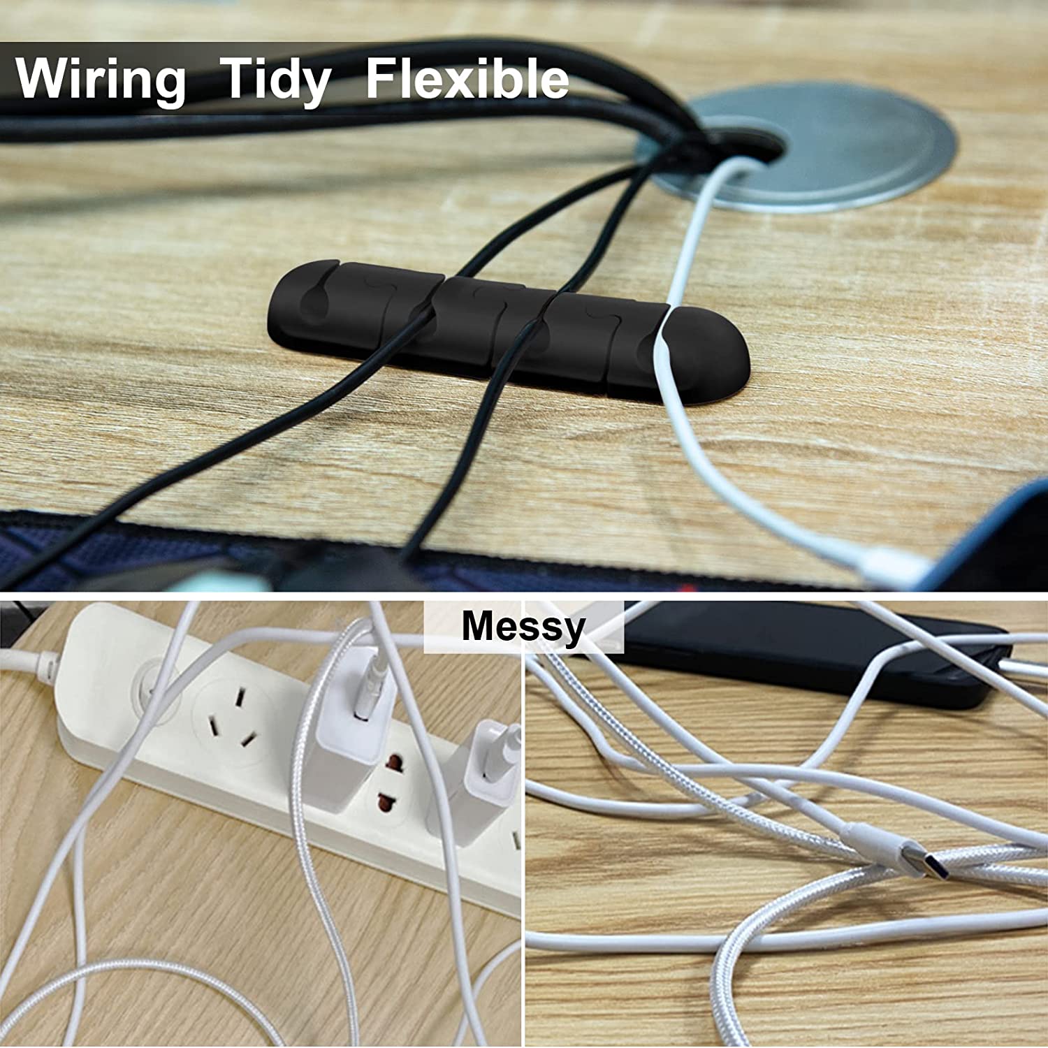 Cable Holder Clips 9 Pack Silicone Self Adhesive Cord Holder Cable Organizer for Desk Home Office Desk Wire Organizer to Manage Different Cords - Image 4