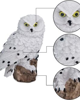 ASFSKY Solar Owl Garden Decorations LED Owl Hanging Ring Statue Retro Metal Waterproof for Outdoor