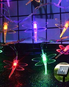 ASFSKY Dragonfly Solar Lights Outdoor 100 Led 12m 39ft String Waterproof Colorful Lights for Garden Yard Decoration Multicolor