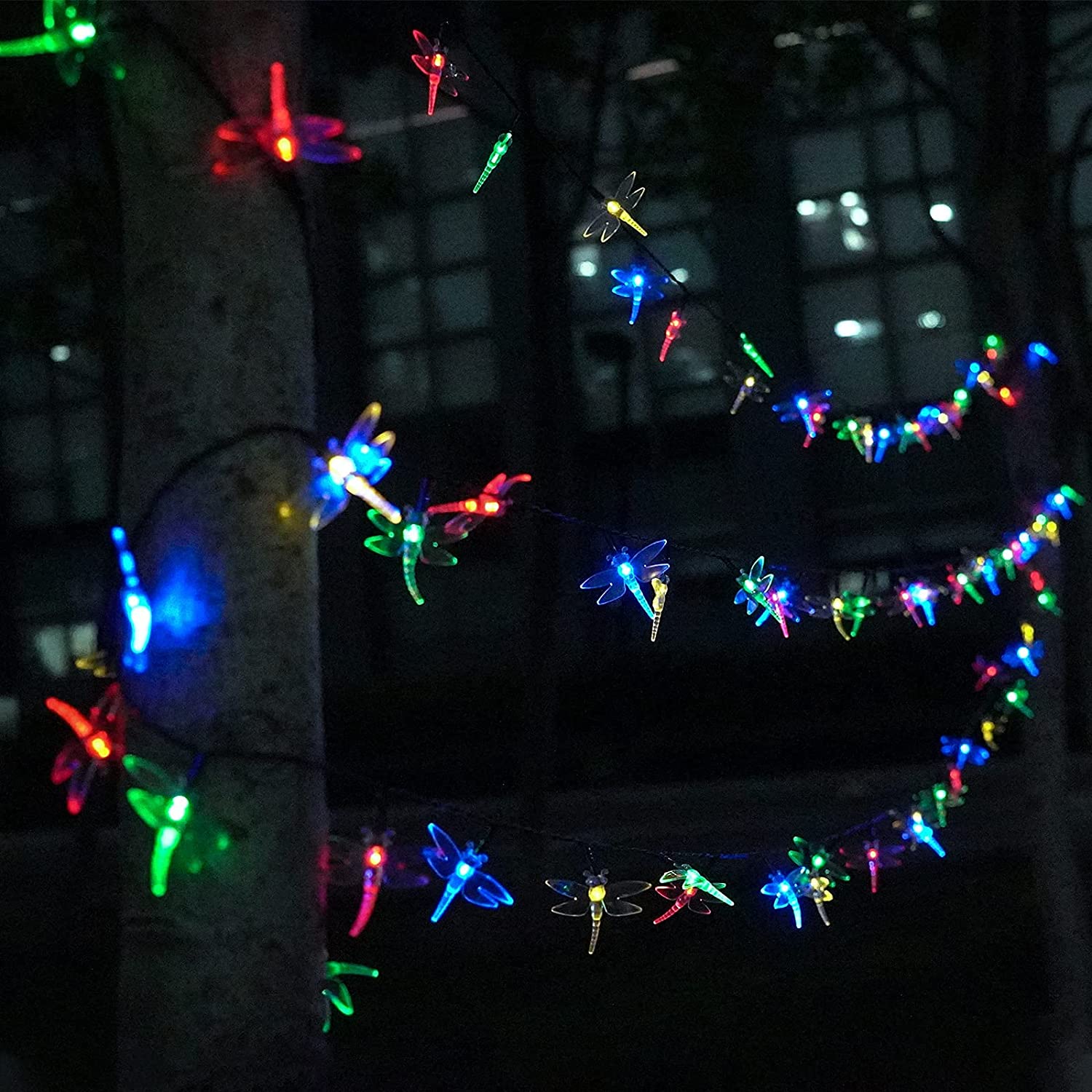 ASFSKY Dragonfly Solar Lights Outdoor 100 Led 12m 39ft String Waterproof Colorful Lights for Garden Yard Decoration Multicolor - Image 2