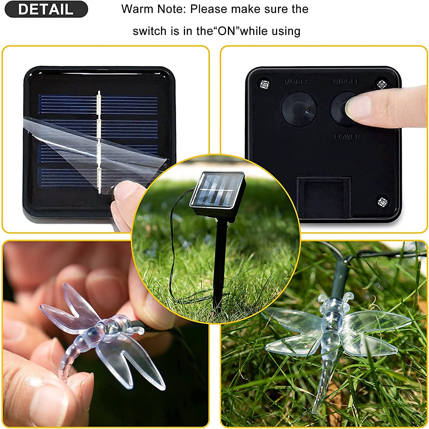 ASFSKY Dragonfly Solar Lights Outdoor 100 Led 12m 39ft String Waterproof Colorful Lights for Garden Yard Decoration Multicolor - Image 3