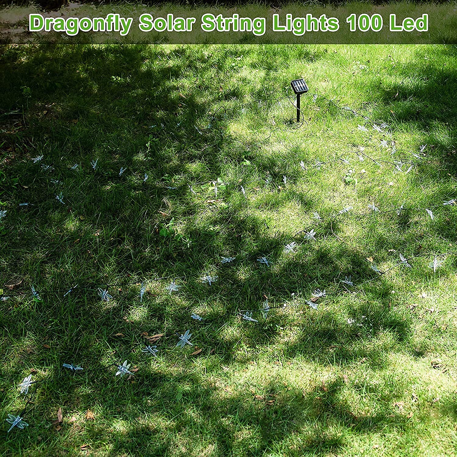 ASFSKY Dragonfly Solar Lights Outdoor 100 Led 12m 39ft String Waterproof Colorful Lights for Garden Yard Decoration Multicolor - Image 4