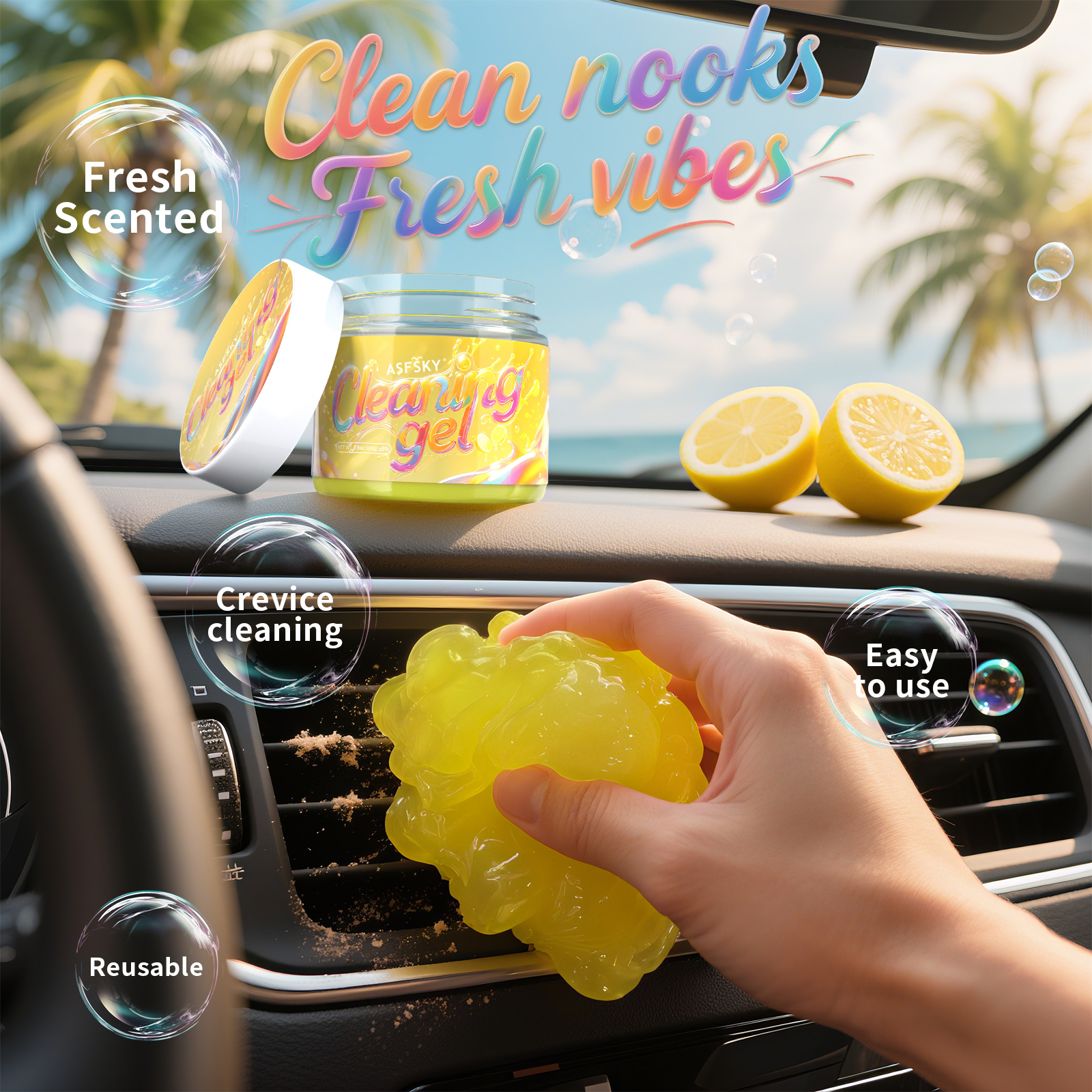 ASFSKY Keyboard Cleaning Gel (Lemon) Universal Cleaning Putty Dust Cleaning Car Interior Cleaner Car Dust Remover Car Slime Gifts for Men Women Girl