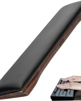 Keyboard Wrist Rest with Memory Foam Anti-Slip Rubber Base Ergonomic Wooden Wrist Rest for Mechanical Keyboard Durable and Easy to Clean for Gamer Staff (Walnut)
